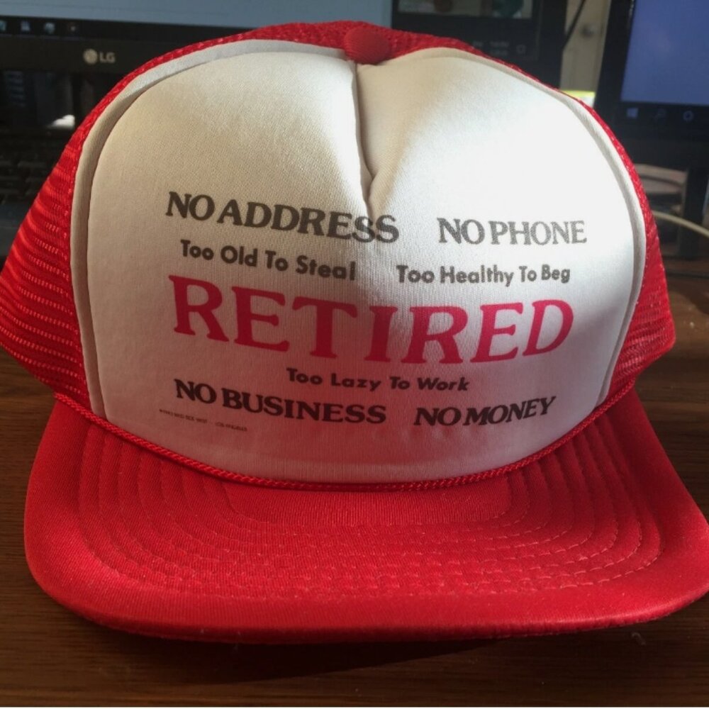 NEW Retired Gag Gift Joke Decor Collectible Red Snapback Trucker Cap Unisex